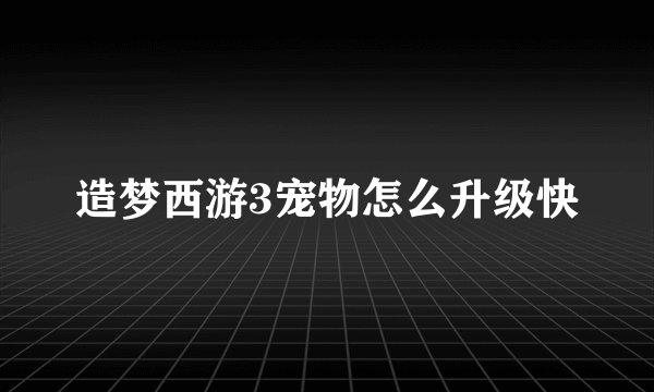 造梦西游3宠物怎么升级快
