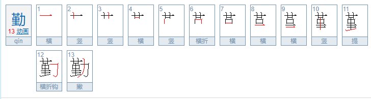 勤劳的勤字怎么写