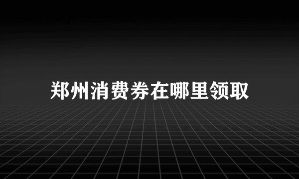 郑州消费券在哪里领取