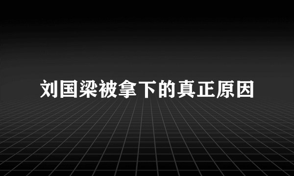 刘国梁被拿下的真正原因