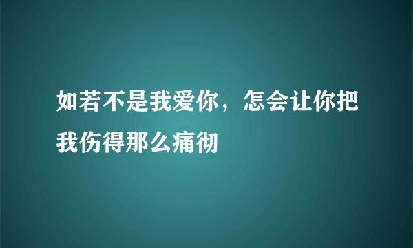 如若不是我爱你，怎会让你把我伤得那么痛彻