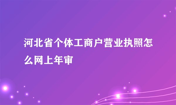 河北省个体工商户营业执照怎么网上年审