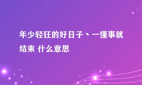 年少轻狂的好日子丶一懂事就结束 什么意思