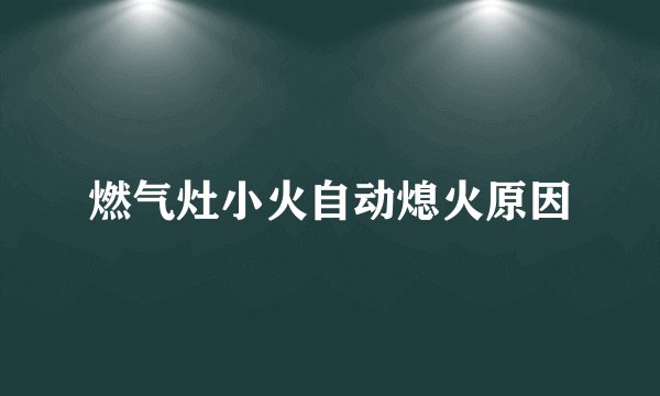 燃气灶小火自动熄火原因