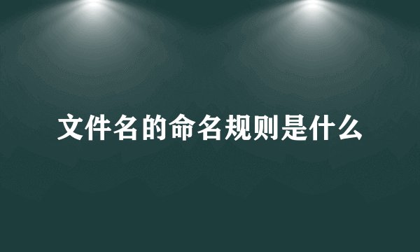 文件名的命名规则是什么