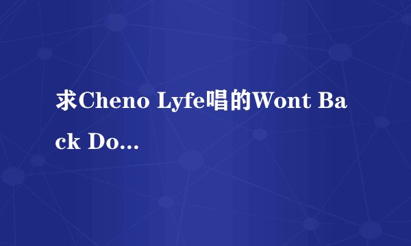求Cheno Lyfe唱的Wont Back Down 歌词.