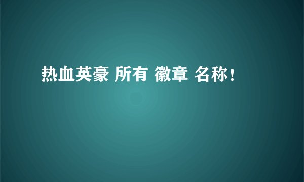 热血英豪 所有 徽章 名称！