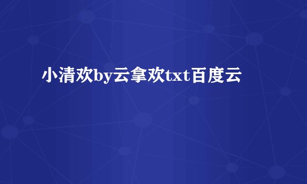 小清欢by云拿欢txt百度云