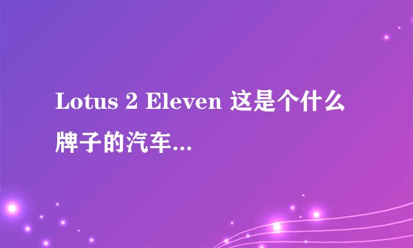 Lotus 2 Eleven 这是个什么牌子的汽车 有资料么