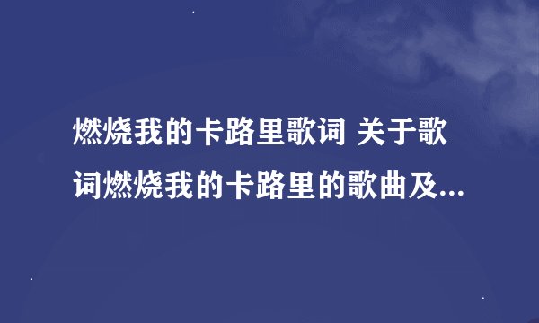 燃烧我的卡路里歌词 关于歌词燃烧我的卡路里的歌曲及完整歌词