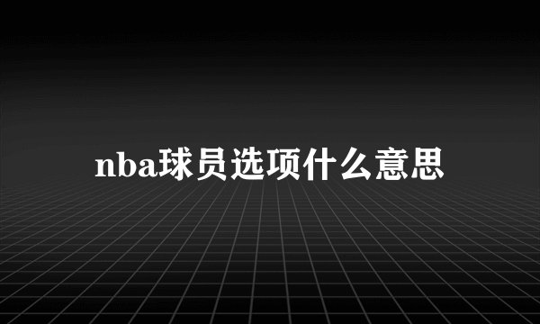 nba球员选项什么意思