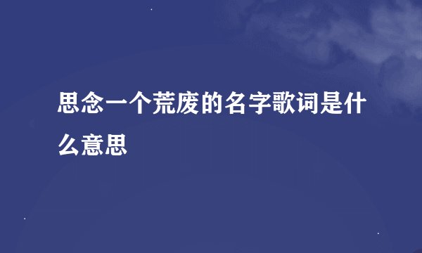 思念一个荒废的名字歌词是什么意思