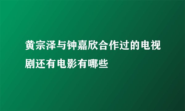 黄宗泽与钟嘉欣合作过的电视剧还有电影有哪些