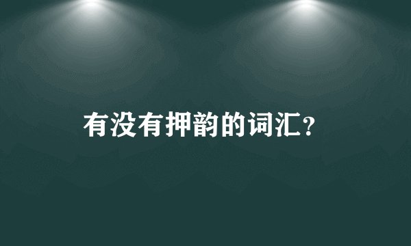 有没有押韵的词汇？