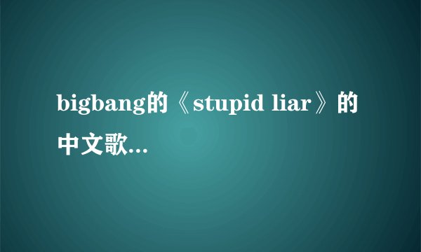 bigbang的《stupid liar》的中文歌词麻烦告诉我