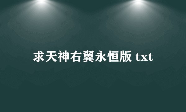求天神右翼永恒版 txt