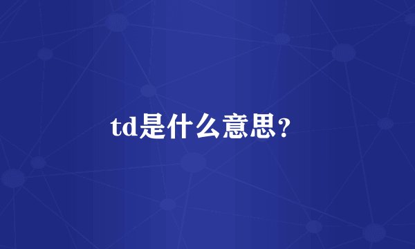 td是什么意思？