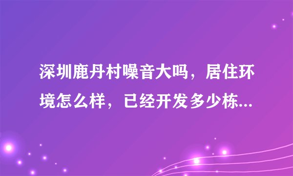 深圳鹿丹村噪音大吗，居住环境怎么样，已经开发多少栋了？人口流量怎么样？