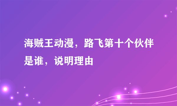 海贼王动漫，路飞第十个伙伴是谁，说明理由
