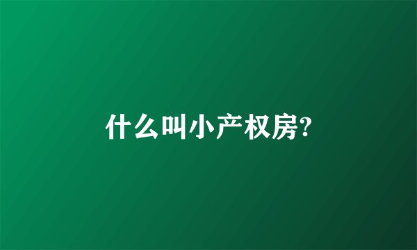什么叫小产权房?