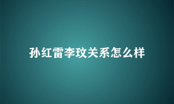 孙红雷李玟关系怎么样