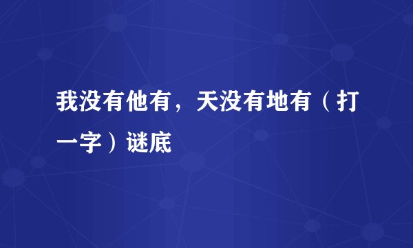 我没有他有，天没有地有（打一字）谜底