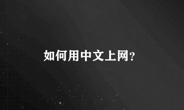 如何用中文上网？