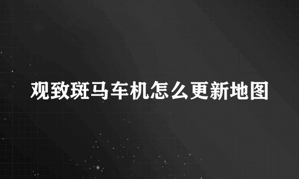 观致斑马车机怎么更新地图
