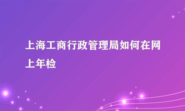 上海工商行政管理局如何在网上年检