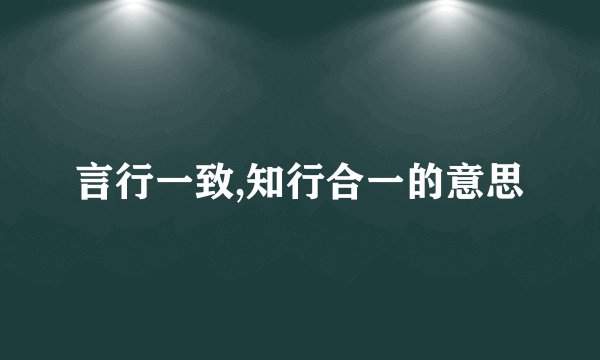 言行一致,知行合一的意思