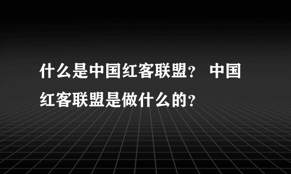 什么是中国红客联盟？ 中国红客联盟是做什么的？