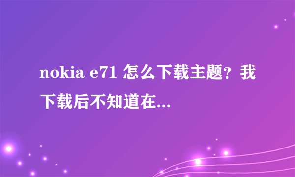nokia e71 怎么下载主题？我下载后不知道在哪里给换上！最好能把一个个步骤说明一下~（PS：我有点呆……）