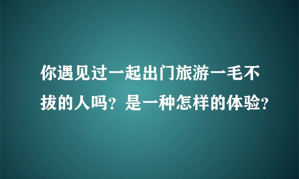 你遇见过一起出门旅游一毛不拔的人吗？是一种怎样的体验？