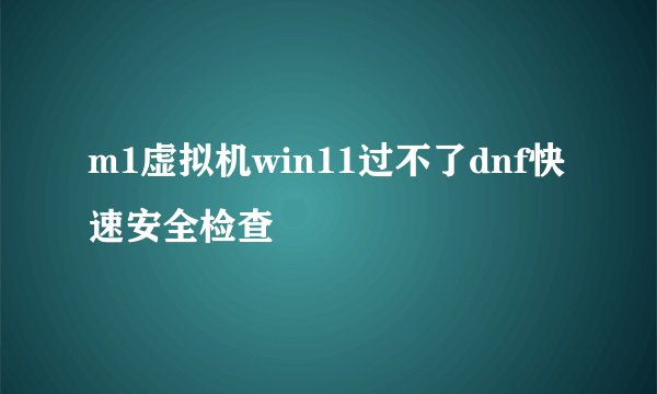m1虚拟机win11过不了dnf快速安全检查