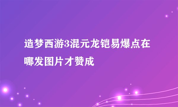 造梦西游3混元龙铠易爆点在哪发图片才赞成