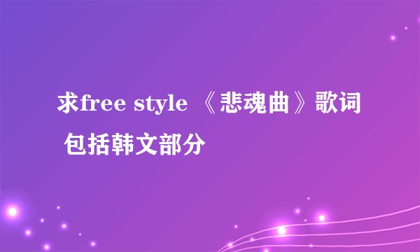 求free style 《悲魂曲》歌词 包括韩文部分