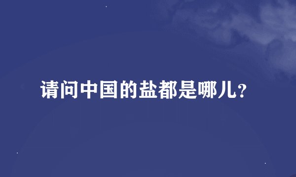 请问中国的盐都是哪儿？