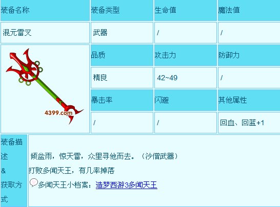4399造梦西游3混元雷叉怎样的