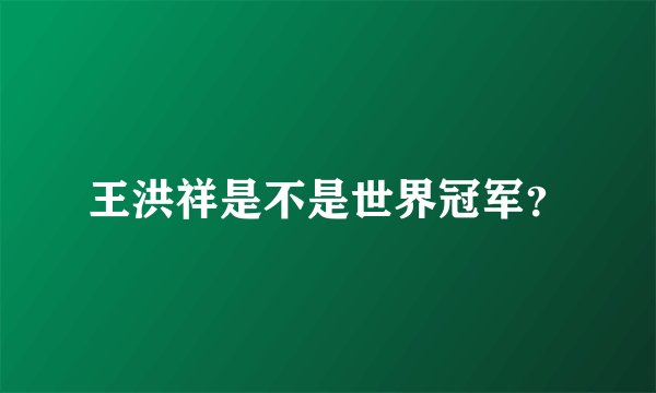 王洪祥是不是世界冠军？