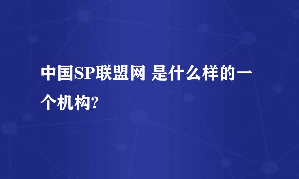 中国SP联盟网 是什么样的一个机构?