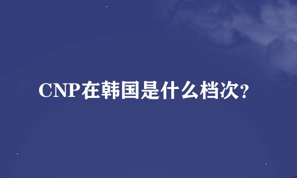 CNP在韩国是什么档次？
