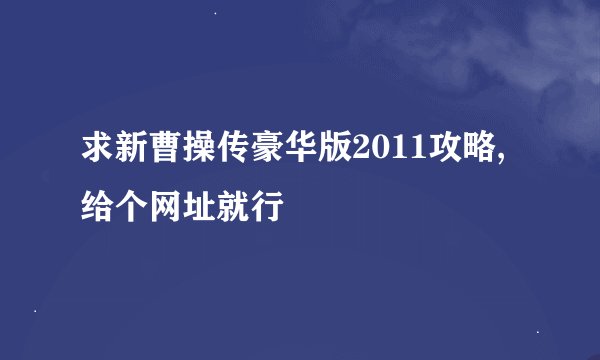 求新曹操传豪华版2011攻略,给个网址就行