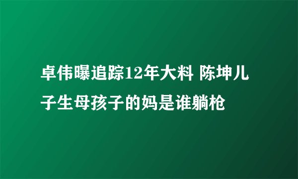 卓伟曝追踪12年大料 陈坤儿子生母孩子的妈是谁躺枪