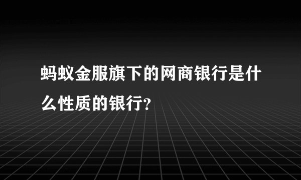 蚂蚁金服旗下的网商银行是什么性质的银行？