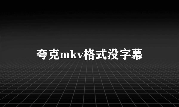 夸克mkv格式没字幕