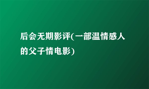 后会无期影评(一部温情感人的父子情电影)