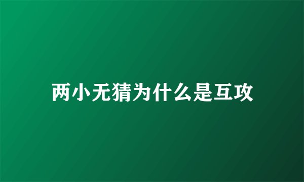 两小无猜为什么是互攻