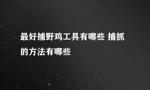 最好捕野鸡工具有哪些 捕抓的方法有哪些