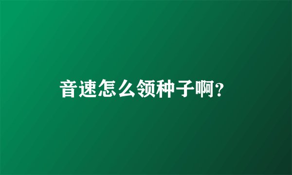 音速怎么领种子啊？