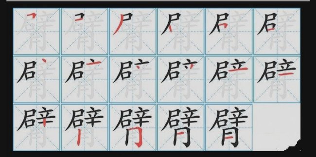 臂的笔顺是怎样的？